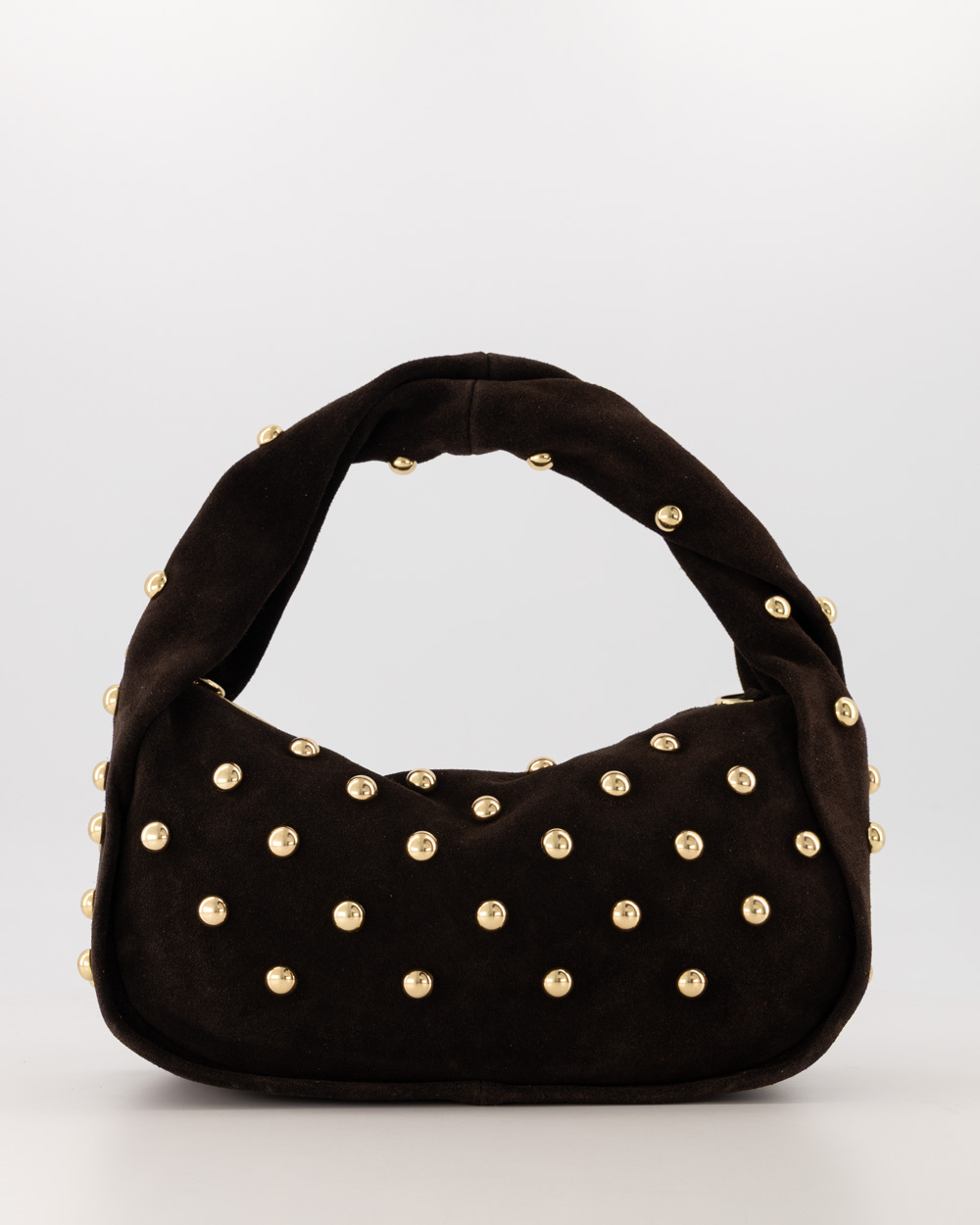 Lottie - Suede - Handtas - Donker Bruin - 67 - Goudkleurig